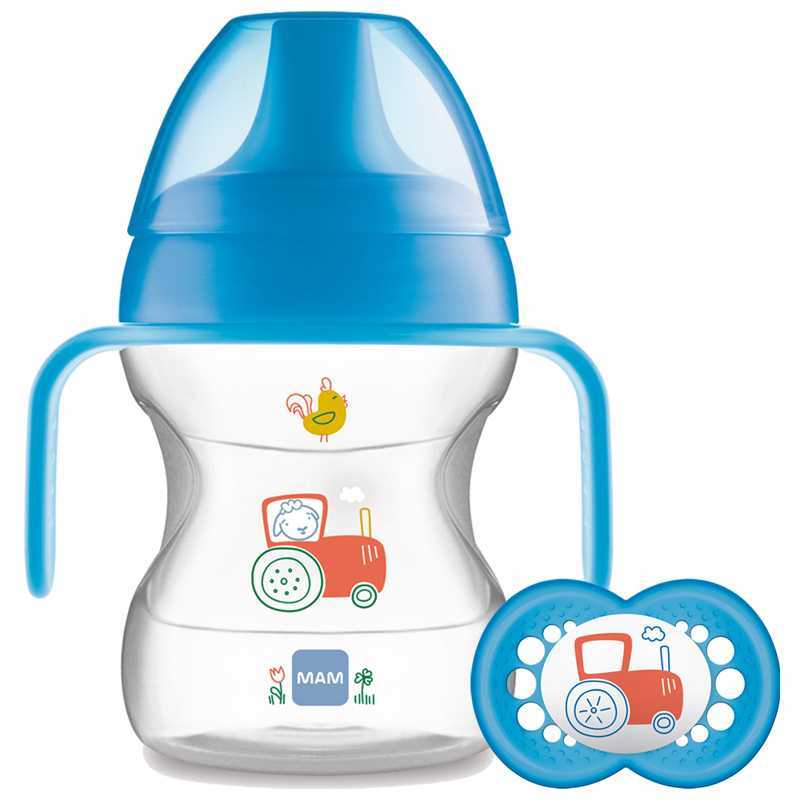 Tasse a bec 190 ml avec sucette 190ml Bleu Mam Tasse a bec 190 ml avec sucette 190ml Bleu Mam