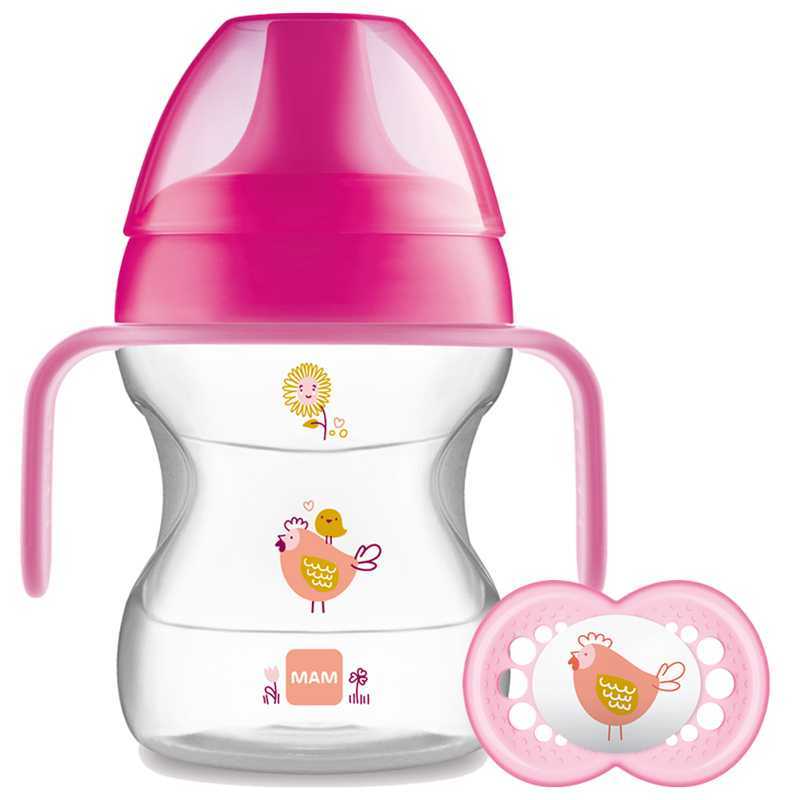 Tasse a bec 190 ml avec sucette 190ml Rose Mam Tasse a bec 190 ml avec sucette 190ml Rose Mam