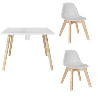 Table avec pot crayons avec 2 chaises enfant Gris - Home Deco Kids