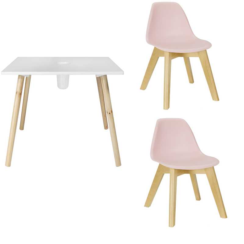 Table pour enfant avec 2 chaises en mdf blanc Crayons