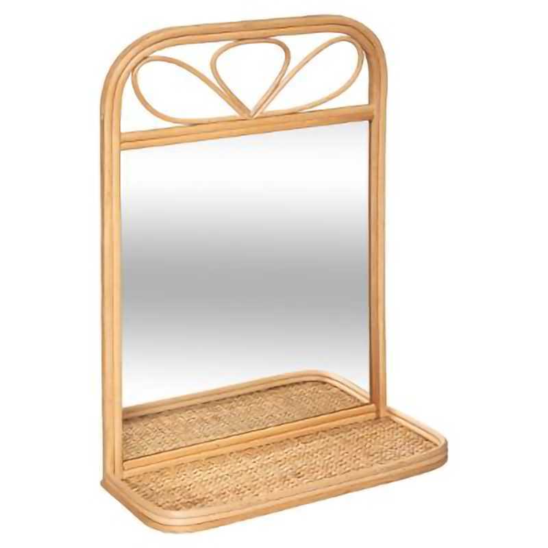 Miroir étagère tresse Beige Atmosphera Miroir étagère tresse Beige Atmosphera