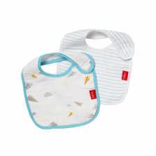 Lot De 2 Bavoirs Bebe En Mousseline Bleu Nuby