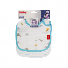 Lot de 2 bavoirs bébé en mousseline Bleu - Nuby Lot de 2 bavoirs bébé en mousseline Bleu - Nuby