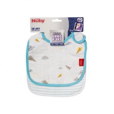 Lot de 2 bavoirs bébé en mousseline Bleu - Nuby