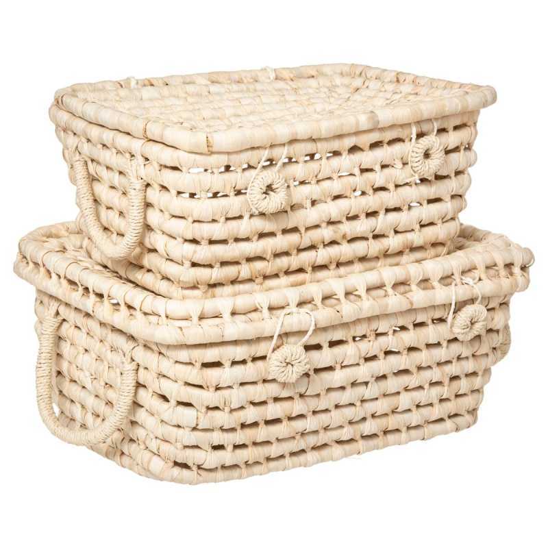 Lot de 2 Malles Tressées Beige Atmosphera Lot de 2 Malles Tressées Beige Atmosphera