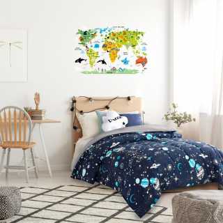 Sticker Murale Mappemonde Couleur - Home Deco Kids
