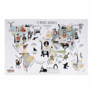 Sticker Murale Mappemonde Gris - Home Deco Kids