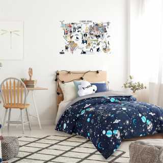 Sticker Murale Mappemonde Gris - Home Deco Kids