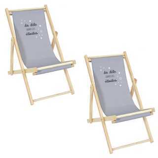 Lot de 2 chaises Pliantes Enfant Gris - Home Deco Kids