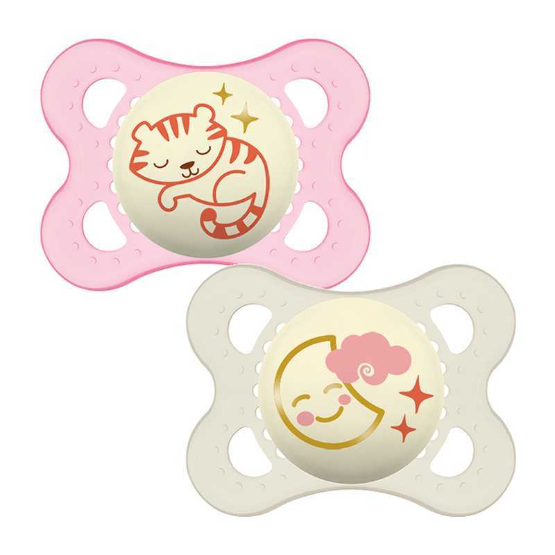 Sucette bébé Nuit 0-6m Rose Mam Lot de 2 Sucette bébé Nuit 0-6m Rose Mam Lot de 2