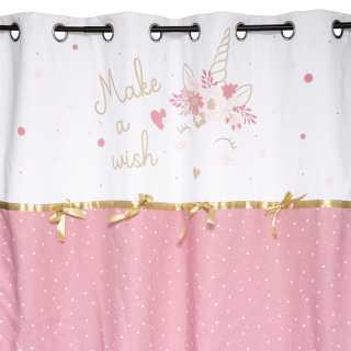 Rideau fille 140x260 Licorne Rose Atmosphera