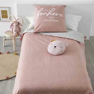 Parure de lit enfant Lily 140x200 Rose Atmosphera