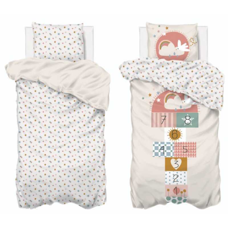 Parure de lit enfant Marelle 140x200 Blanc Atmosphera Parure de lit enfant Marelle 140x200 Blanc Atmosphera