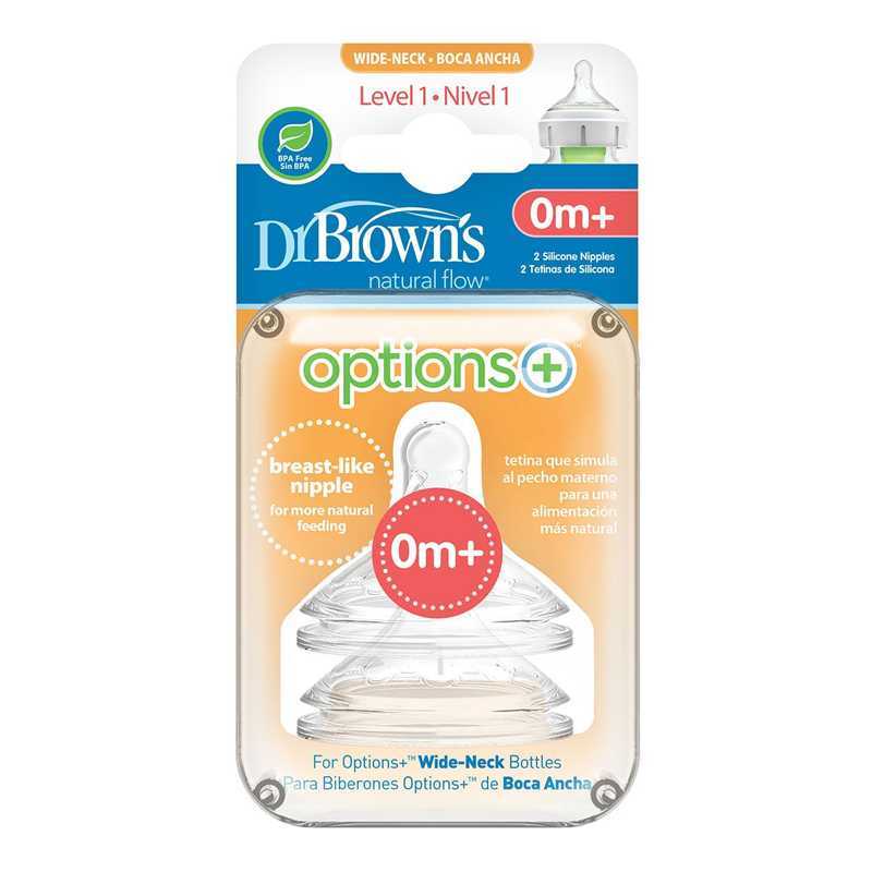 Lot de 2 Tétines 0m+ Niveau 1 Dr Brown's Lot de 2 Tétines 0m+ Niveau 1 Dr Brown's
