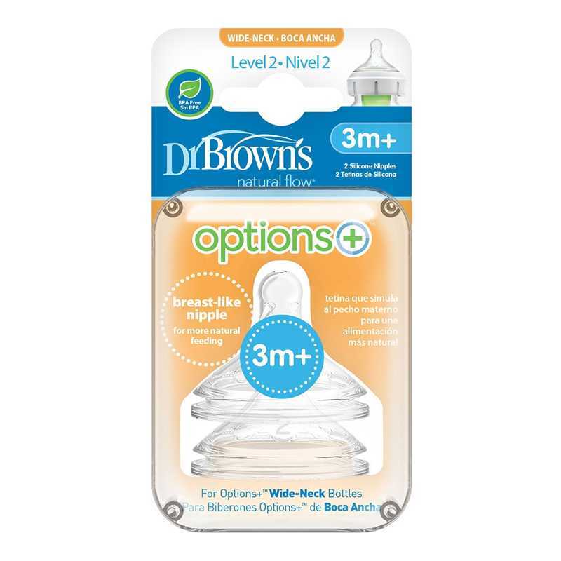 Lot de 2 Tétines 3m+ Niveau 2 Dr Brown's Lot de 2 Tétines 3m+ Niveau 2 Dr Brown's