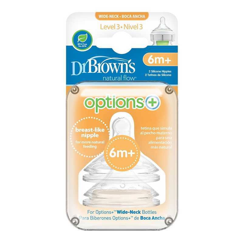 Lot de 2 Tétines 6m+ Niveau 3 Dr Brown's Lot de 2 Tétines 6m+ Niveau 3 Dr Brown's