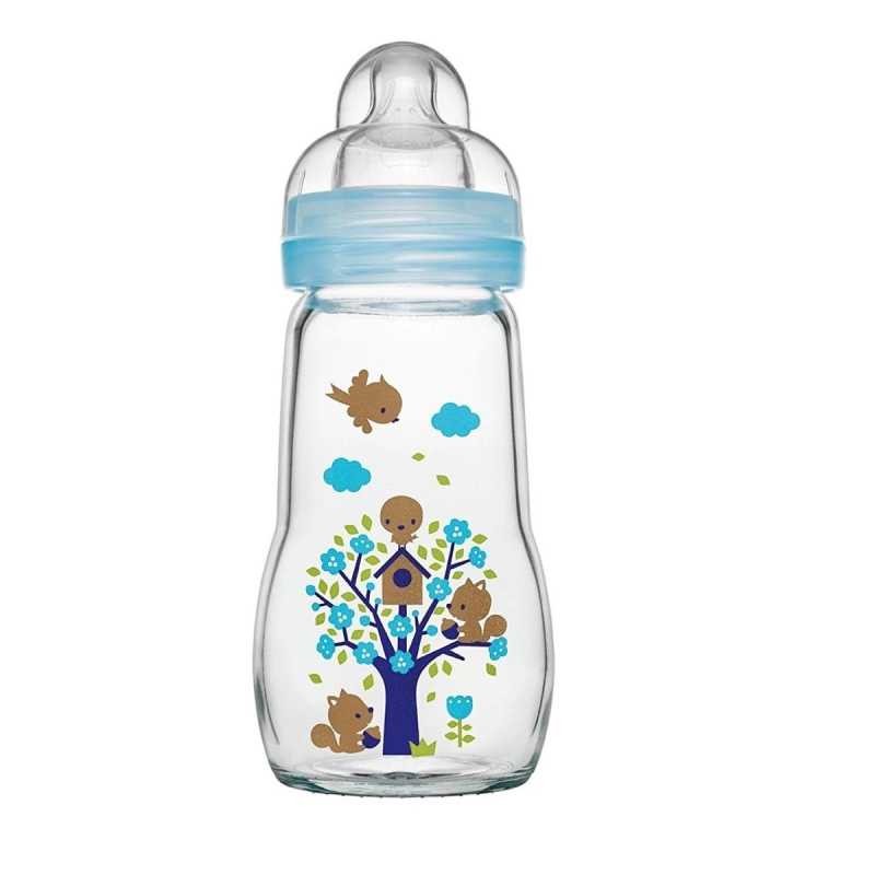 Biberon en Verre 260ml Bleu Mam Biberon en Verre 260ml Bleu Mam
