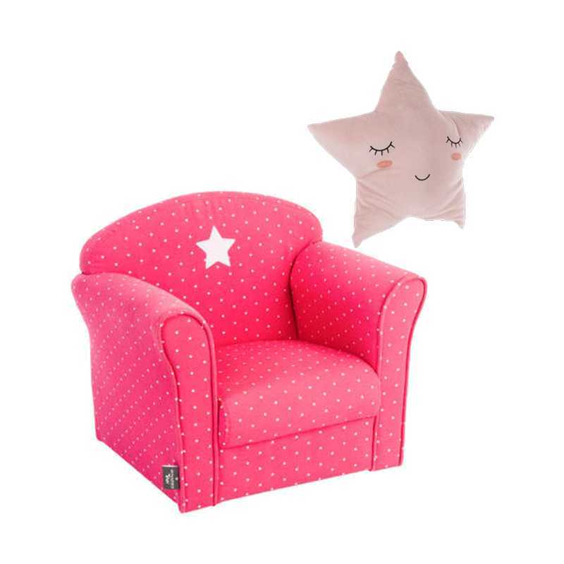 Fauteuil enfant Rose Fushia avec coussin étoile Rose Fauteuil enfant Rose Fushia avec coussin étoile Rose