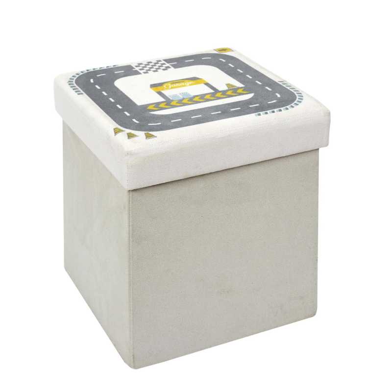 Coffre pouf pliable Circuit GRIS Home Deco Kids Coffre pouf pliable Circuit GRIS Home Deco Kids