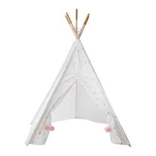 Tipi 5 Pieds enfant Coton blanc et doré H160 - Atmosphera For Kids