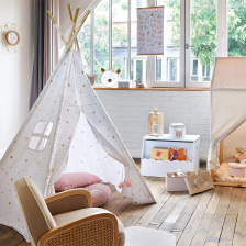 Tipi 5 Pieds enfant Coton blanc et doré H160 - Atmosphera For Kids