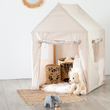 Maison en pin et toile Beige - Atmosphera For Kids