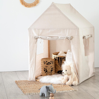 Maison en pin et toile Beige - Atmosphera For Kids