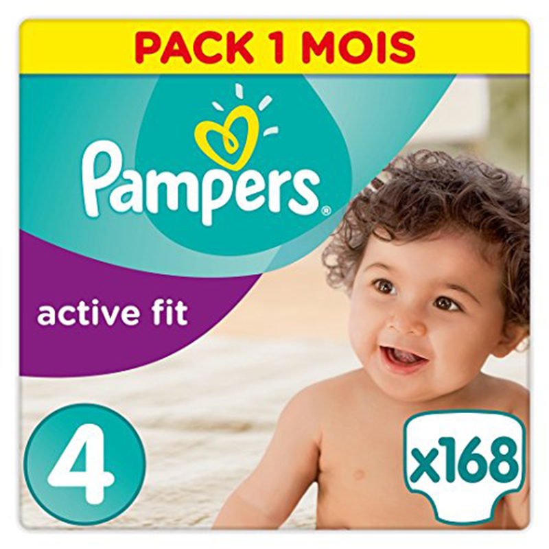 Pampers - Premium Protection - Couches Taille 4 (8-16 kg /Maxi) - Pack Economique 1 Mois de Consommation (x168 couches)