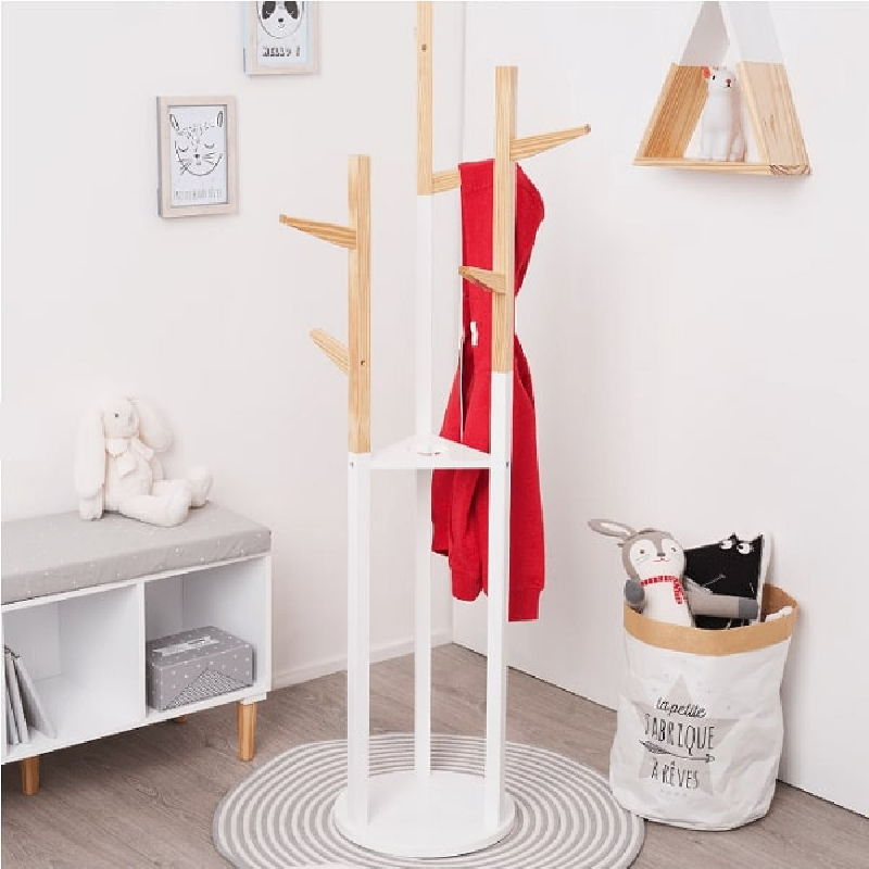 Porte-manteau sur pied enfant bois blanc zeller 13451 - Kdesign