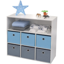 Meuble de rangement 6 paniers avec 1 niche Bleu - Atmosphera For Kids