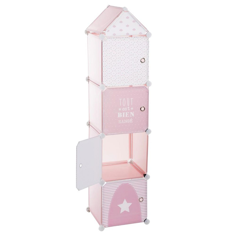 Étagère de rangement château fort chambre enfant en bleu ou rose