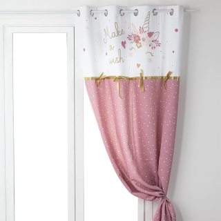 Rideau fille 140x260 Licorne Rose Atmosphera