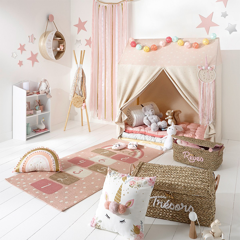 Tapis De Chambre Marelle Fille Rose