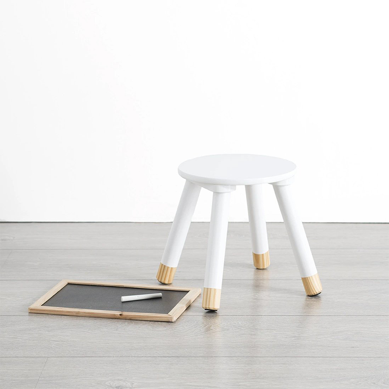 Tabouret Enfant Bois Blanc à Pois