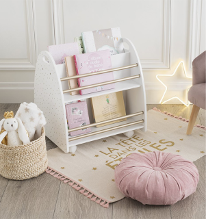 Bibliotheque basse sur roulettes Doré - Atmosphera For Kids