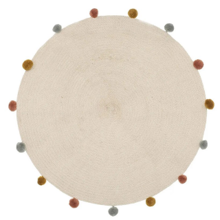 Tapis arlequin pompons D90 Beige - Atmosphera For Kids