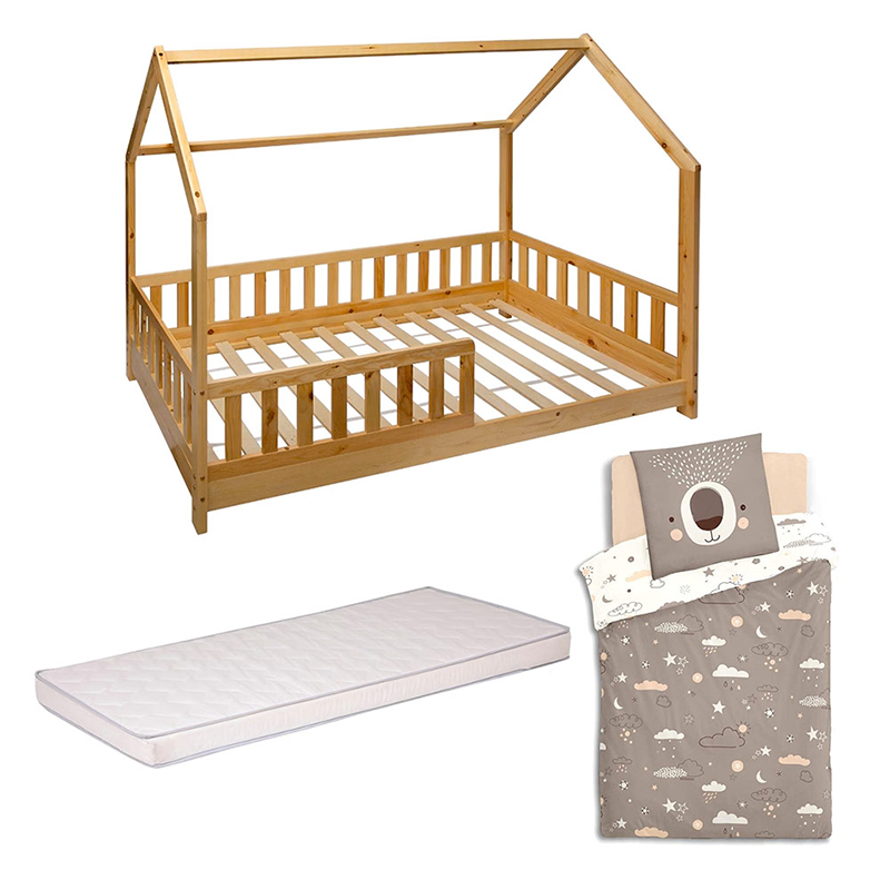 Atmosphera Lit Cabane Enfant Bosco 90x190 + Matelas 90x190 cm Blanc :  : Cuisine et Maison