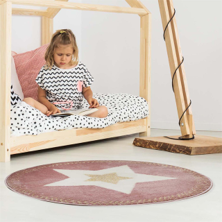 Tapis rond étoile Rose - Home Deco Kids