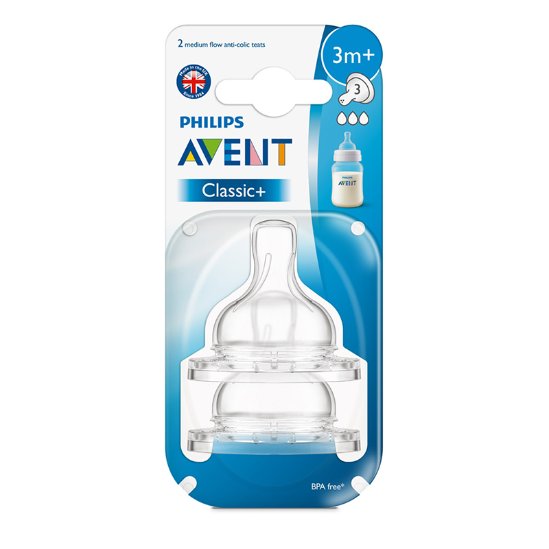 Lot de 2 tétines natural 3 trous débit rapide de Avent-philips sur allobébé