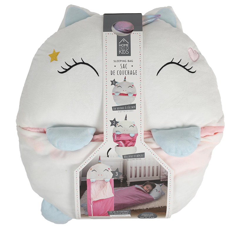 Sivio Sac de Couchage pour Enfants avec Couverture de Poids 1,3 kg et  Oreiller Amovible, Sac de Couchage pour Jeunes Enfants Garçons et Filles,  Idéal pour Crèche, Licorne Rose, 130 x 50cm 