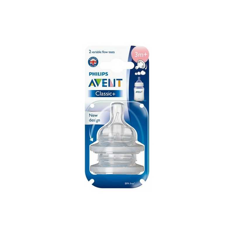 Philips Avent Tétines Classic 3m+ Débit variable Lot de 2 Philips Avent Tétines Classic 3m+ Débit variable Lot de 2