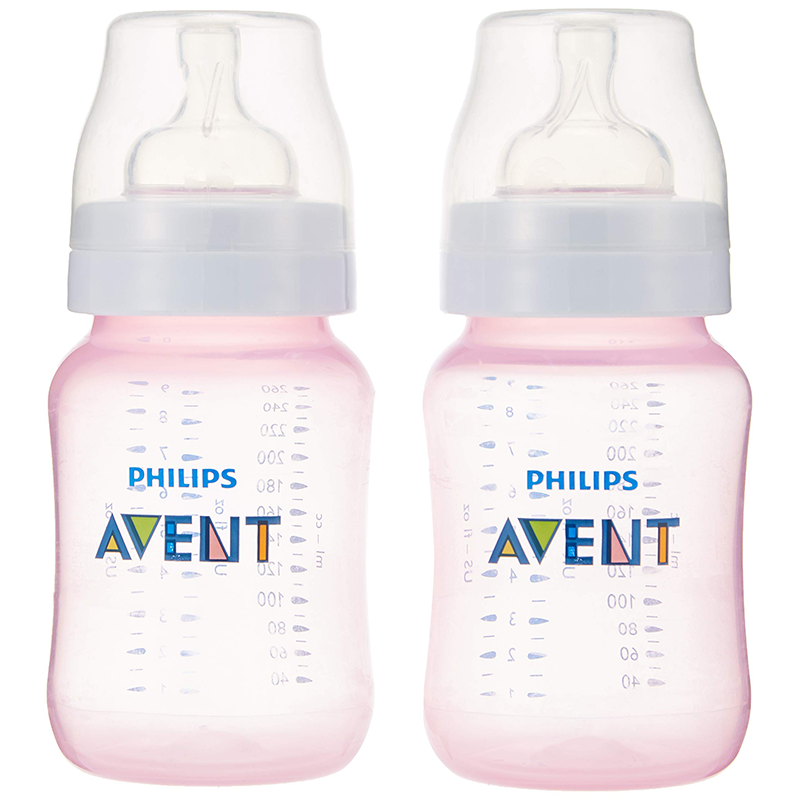 Lot de 2 Biberons Classic 260 ml Rose - 1m+ Philips Avent Lot de 2 Biberons Classic 260 ml Rose - 1m+ Philips Avent
