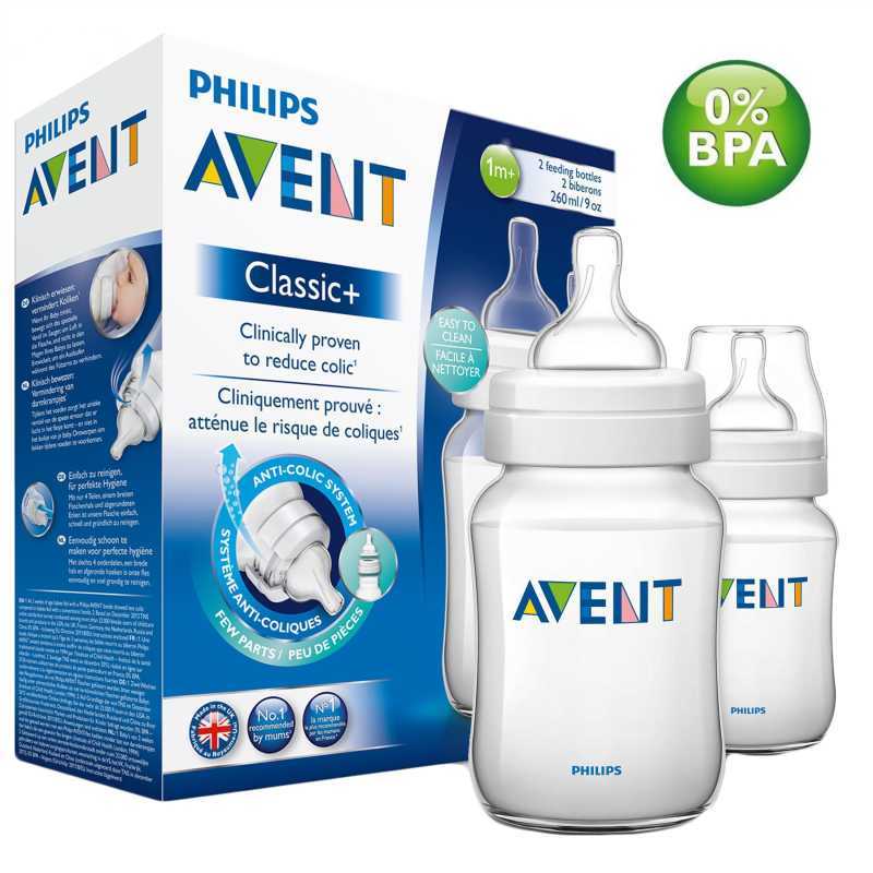 Lot de 2 Biberons Classic 260ml Philips Avent Lot de 2 Biberons Classic 260ml Philips Avent