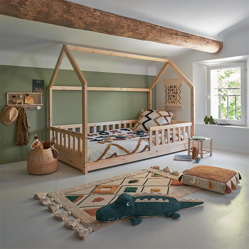 Maisons du Monde Lit Cabane Enfant En Épicéa Et Toile 90X190