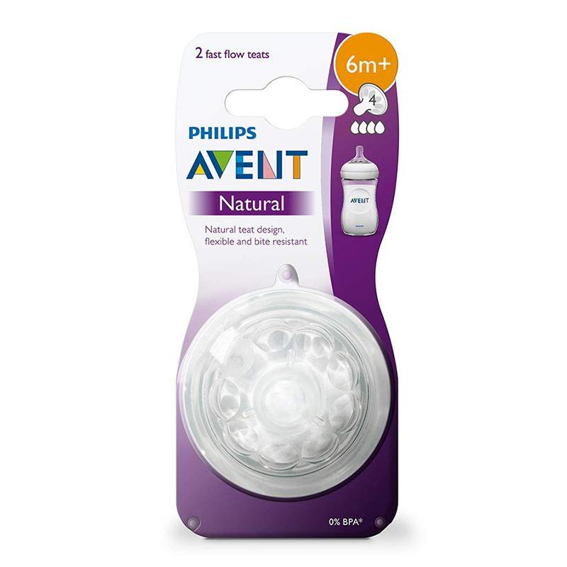 Philips Avent Tétines Natural 6m+ Débit rapide Lot de 2 Philips Avent Tétines Natural 6m+ Débit rapide Lot de 2