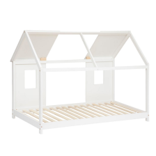 Lit Cabane enfant fenêtre Blanc 90x190 - Atmosphera For Kids