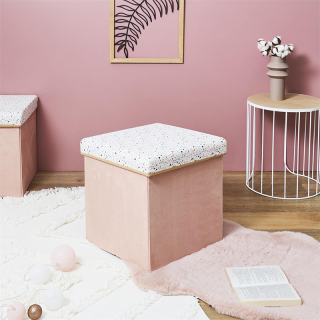 Coffre pouf pliable Terrazzo Rose - Home Deco Kids