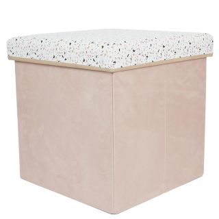 Coffre pouf pliable Terrazzo Rose - Home Deco Kids