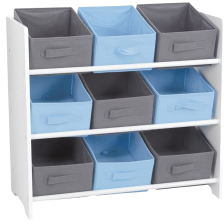 Meuble de rangement 9 paniers Bleu et Gris - Atmosphera For Kids