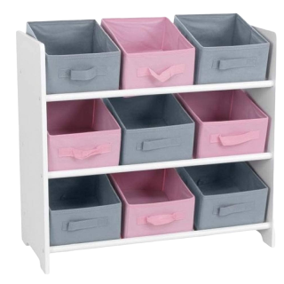 Meuble de rangement 9 paniers Rose et Gris - Atmosphera For Kids